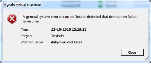 vCenter VMotion error when NAS shares are not created equal